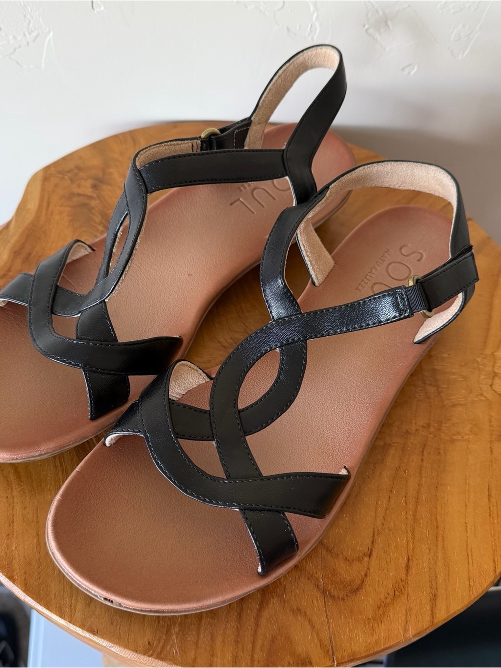 SOUL Naturalizer Woman’s Sandals Black Sz 10 Solo Ankle Strap Leather
.